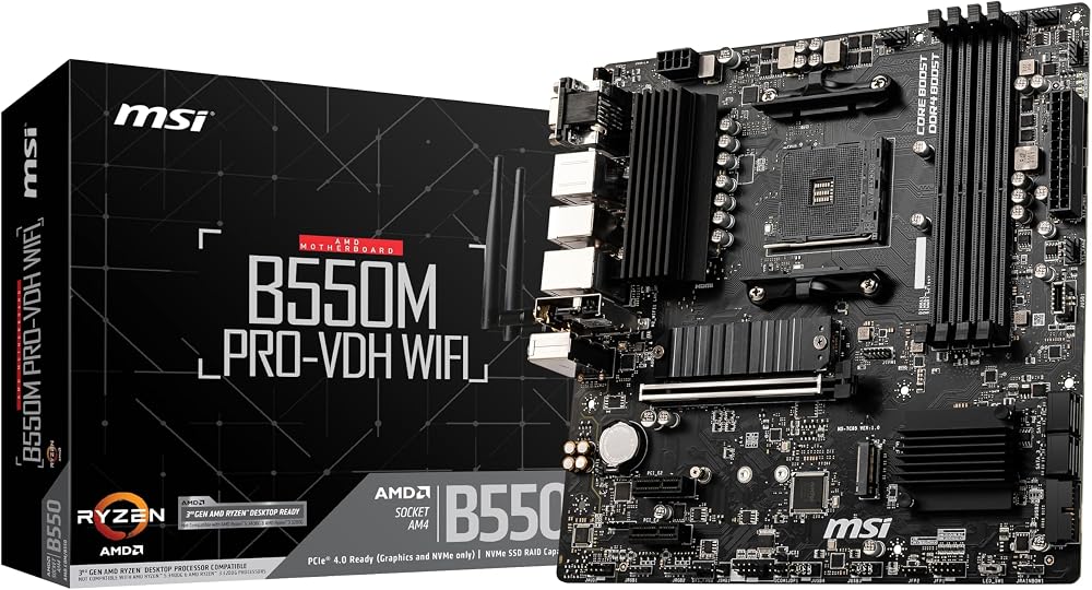 MSI B550M PRO-VDH WIFI Micro ATX Motherboard AM4 PCIe Gen4 WiFi6