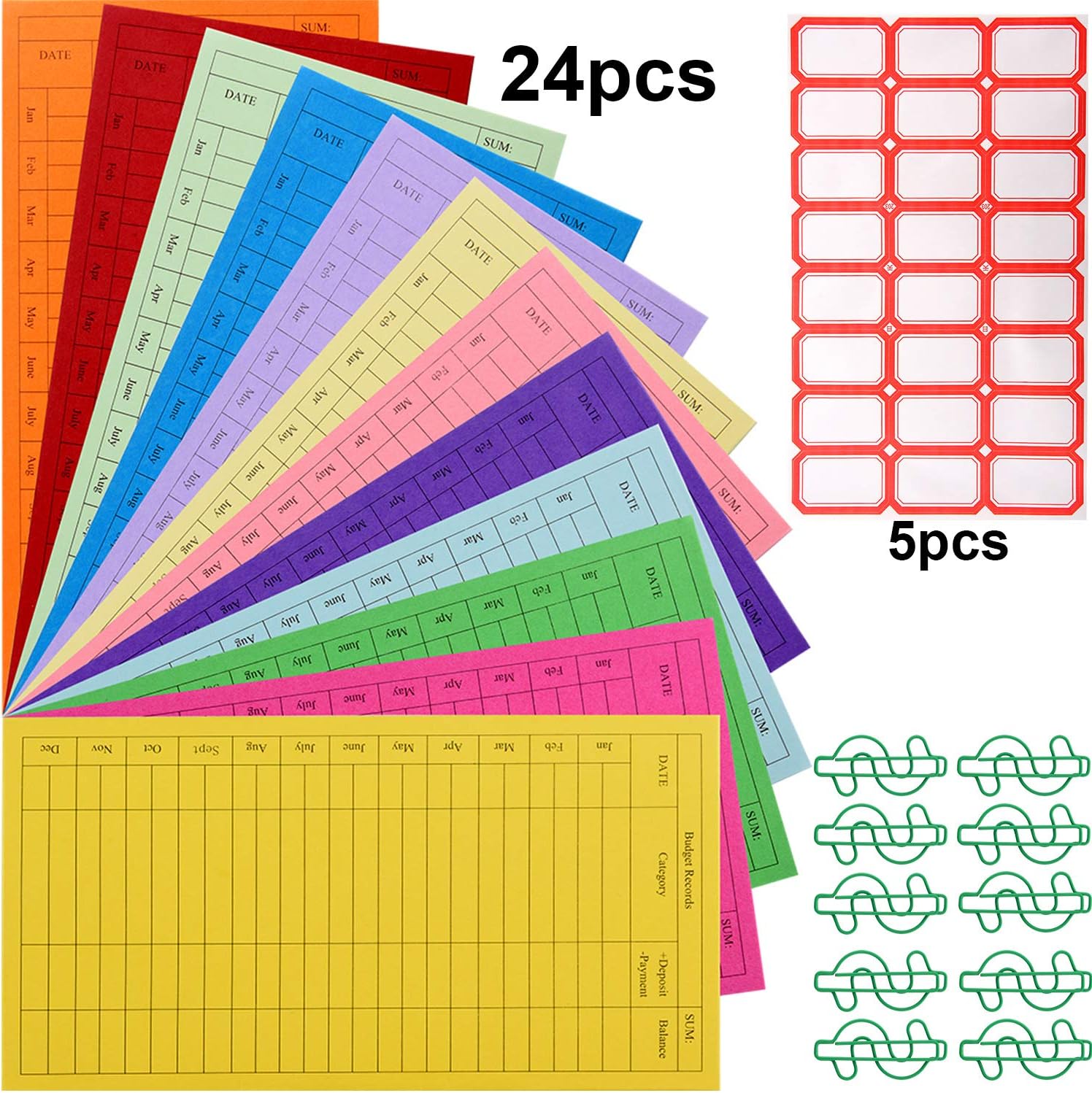 In Stock 24 Pieces Cash Budget Envelopes Money Saving System Envelops 10 Pieces Paper Clip And 1 Pieces Blank Sticker Label For Budget Planner Wallet Organizer Color Set 1 Select From The