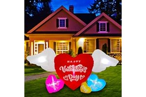 Trystway 6 Ft Valentine's Day Inflatable Sweet Heart with Wing Decoration Candy Hearts Cluster Love Romantic Sweet Gift for Couples, LED Lights Outdoor Indoor Holiday Blow up Lighted Yard Decor