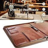 NEWYES Leather Zipper Conference Folder A4 Brown PU Portfolio Organizer view 6