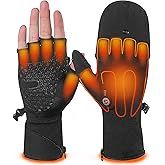 Heated Gloves for Men Women Rechargeable with 7.7V 2400mAh Battery Fingerless Thin Mittens Winter Work Typing with Light-Off Design