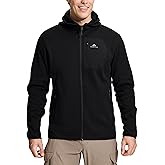 Pioneer Camp Men's Full Zip Fleece Jacket with Hood Chest Pocket Winter Warm Lightweight Outwear Coat Hiking Climbing Skiing
