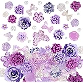 LEGENTLISUR Acrylic Beads Bulk Rose Flower Butterfly Resin Beads Baroque Style for Bracelets Necklace Earring DIY Jewelry Making Craft(Purple)