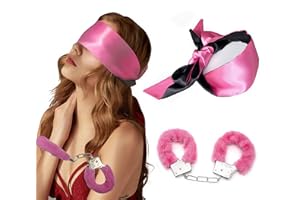 Sexy Plush Toy Handcuffs with Keys and Satin Bandage Blindfold Eye Mask Party Supplies for Lover Couple
