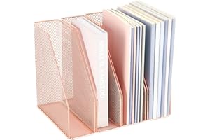 AUPSEN File Organizer for Desk, 4-Pack Desk Accessories & Workspace Organizers, Magazine File Holder, Mesh Desktop Organizer for Home Office (Rose Gold)