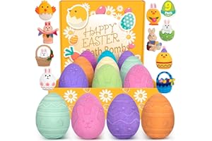 ELLINJAN 9 Pack Easter Bubble Bath Bombs for Kids with Surprise Inside for Kids Girls Boys Easter Basket Stuffers Gifts,Easter Goodie Bag Fillers