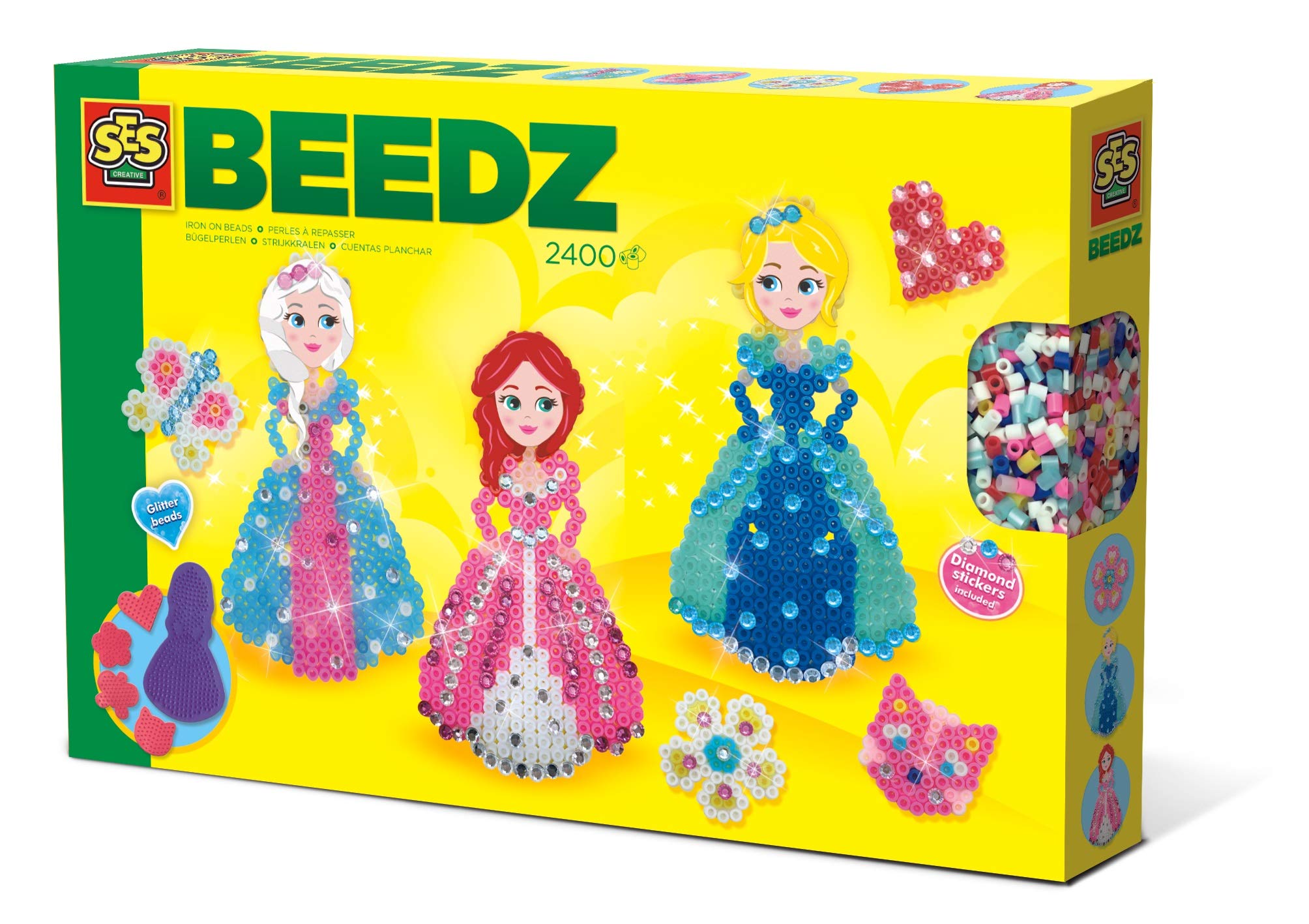 SES Creative Iron on Beads Princesses Diamond, Diverse Colours, 06269