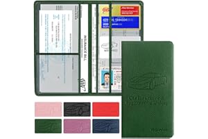 Valardoh Premium Car Registration and Insurance Card Holder, Car Document Holder for Cards, Driver License & other Essential Documents (Dark Green)