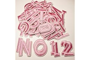 Jongdari 75pcs Iron On Letters and Numbers Patches for Clothing, 1.5" Embroidery Alphabet Letterman Jacket Patche A-Z & 0-9 Applique for Backpack & Fabric (Pink)