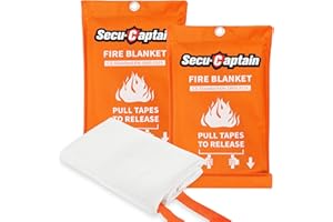 SecuCaptain Emergency Fire Blanket for Home Kitchen - 2 Pack 40"x40" Flame Suppression Fiberglass Fire Blankets for House Camping Car Office Warehouse Survival Safety