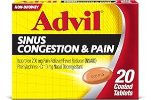 Advil Sinus Congestion and Pain, Sinus Relief Medicine, Pain Reliever and Fever Reducer with Ibuprofen and Phenylephrine HCl - 20 Coated Tablets