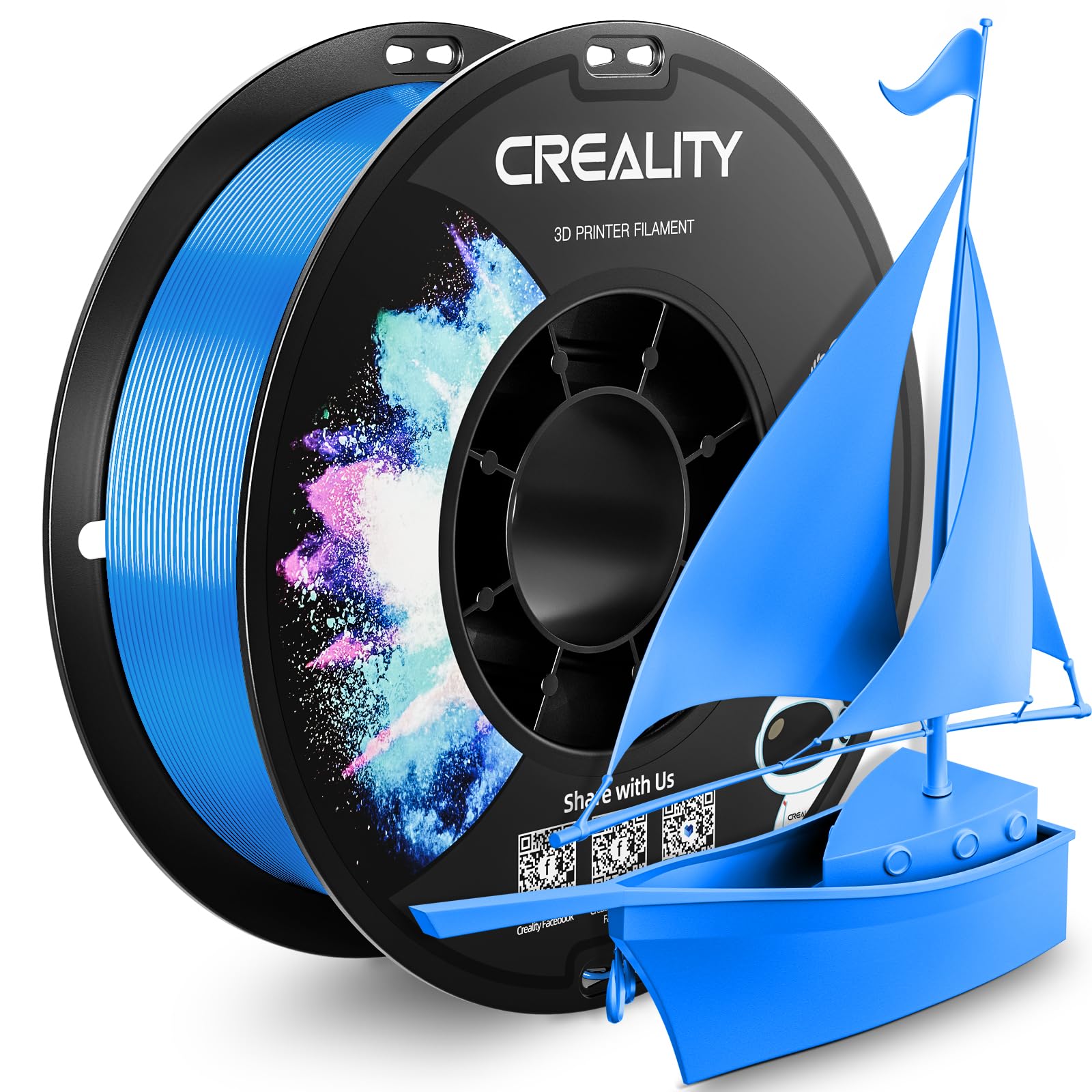 Photo 1 of CREALITY PETG Filament 1.75mm 3D Printer Filament, 1kg (2.2lb) Neatly Wound Spool, Dimensional Accuracy ±0.03mm, 2025 Latest Batch, Fit for Ender, Bambu Lab, Anycubic,ELEGOO FDM Printers, Digital Blue