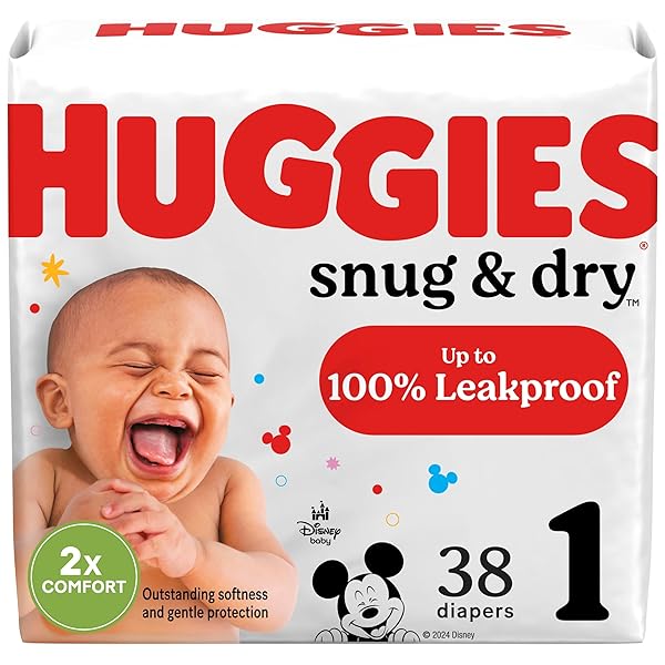 HUGGIES SIZE 1 DIAPERS, SNUG & DRY NEWBORN DIAPERS, SIZE 1 (8-14 LBS), 38 COUNT, PACKAGING MAY VARY