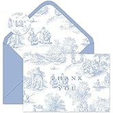 Whaline 24 Pcs Blue Chinoiserie Thank You Cards Greeting Cards with Envelopes Stickers Blue White Vintage Blank Note Card for Wedding Bridal Baby Shower Birthday Party, 4 x 6 Inch