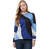 Jones New York Women's Intarsia Wave Colorblock Tunic with Side