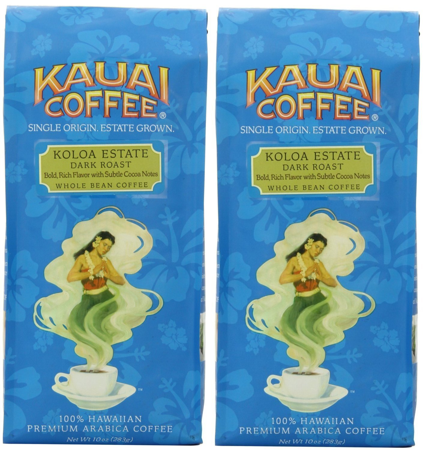 Kauai Coffee Koloa Estate Dark Roast, Whole Bean, 10 Ounce, Pack of 2