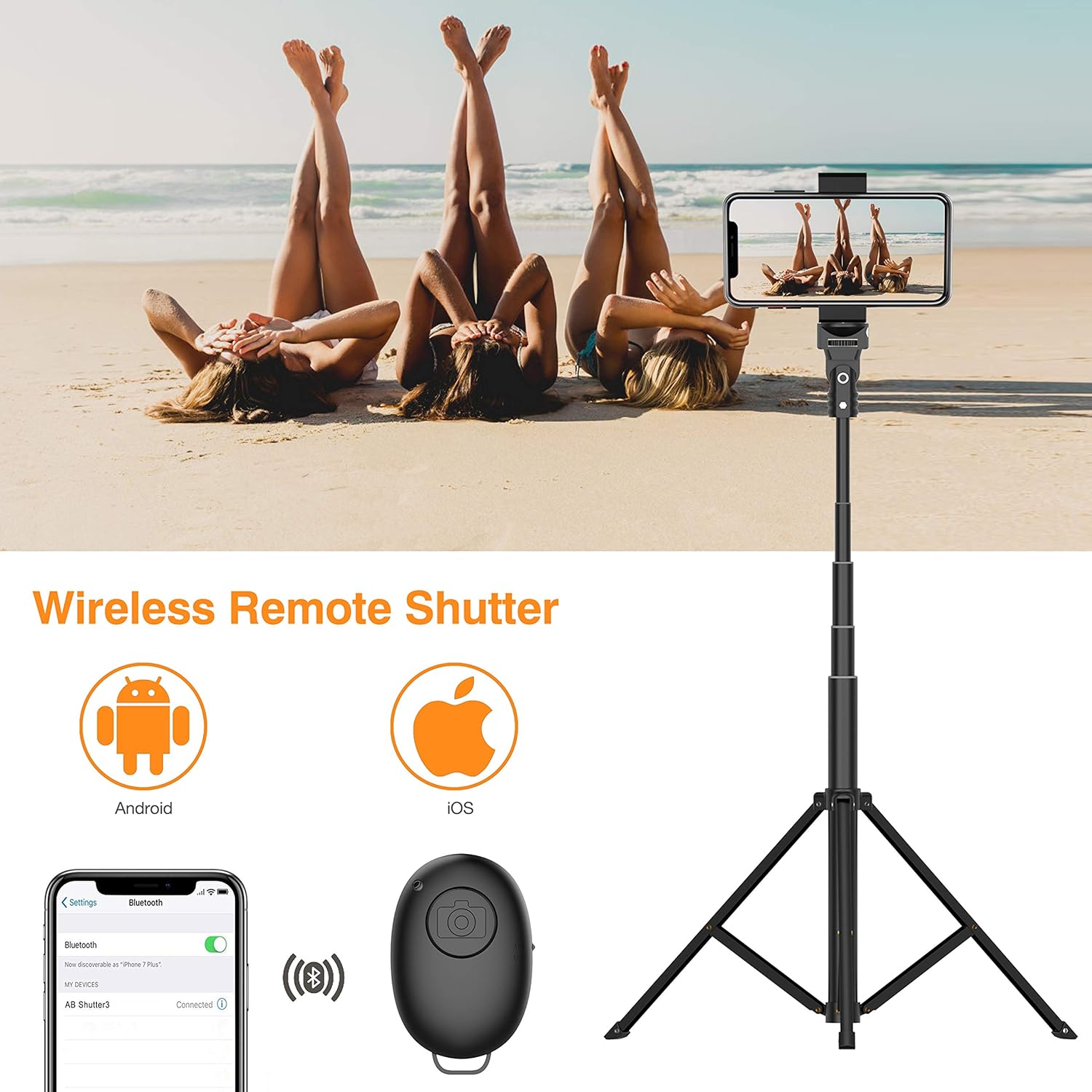 Selfie Stick Tripod, 52" Extendable Phone Camera Selfie Stick with Tripod Stand & Wireless Remote for iPhone Xs X 6 7 8/ Huawei/Samsung Galaxy S9 Note8/ Xiaomi/GoPro/Android Phones: Camera & Photo