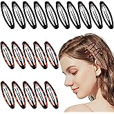 20pcs 2.8 Inch Oval Snap Hair Clips for Women Water Drop Shape Clips Metal Amber Ellipse Non-Slip Hair Grips Black and Brown Women Girls Hair Accessories