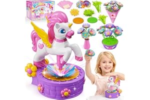 ZMPOLIR Craft Kits, Press-to-Create Flower Maker, Unicorn Toys for Girl Age 3-12, Fabric Flower Bouquets Toy, Kids DIY Arts and Crafts, Unique Christmas Birthday Gifts for 3 4 5 6 7 8 9 10 11 12 Year Old Girl