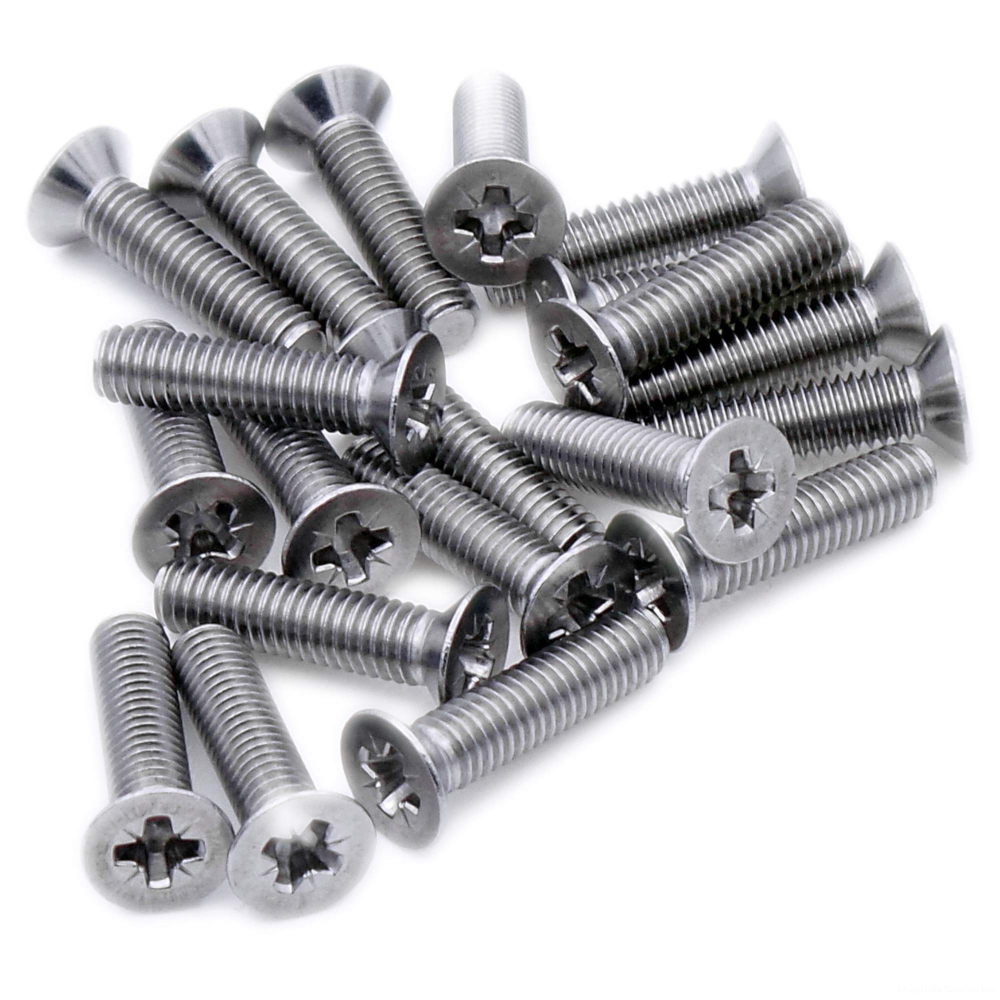 M2.5 (2.5mm x 16mm) Pozi Countersunk Machine Screw (Bolt) - Stainless Steel (A2) (Pack of 20)