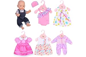Ebuddy 6 Sets Doll Clothes Outfits for 14 to 16 Inch Baby Dolls, 15 Inch Baby Dolls and 18 inch Girl Doll