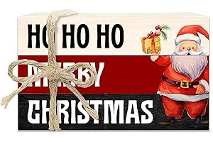 BXVRT Christmas Decorative Book Stack for Farmhouse, Christmas Santa Tiered Tray Decor, Winter Stacked Books Set, Merry Christmas Wooden Book Decor for Home Office Bedroom Table Shelf -41