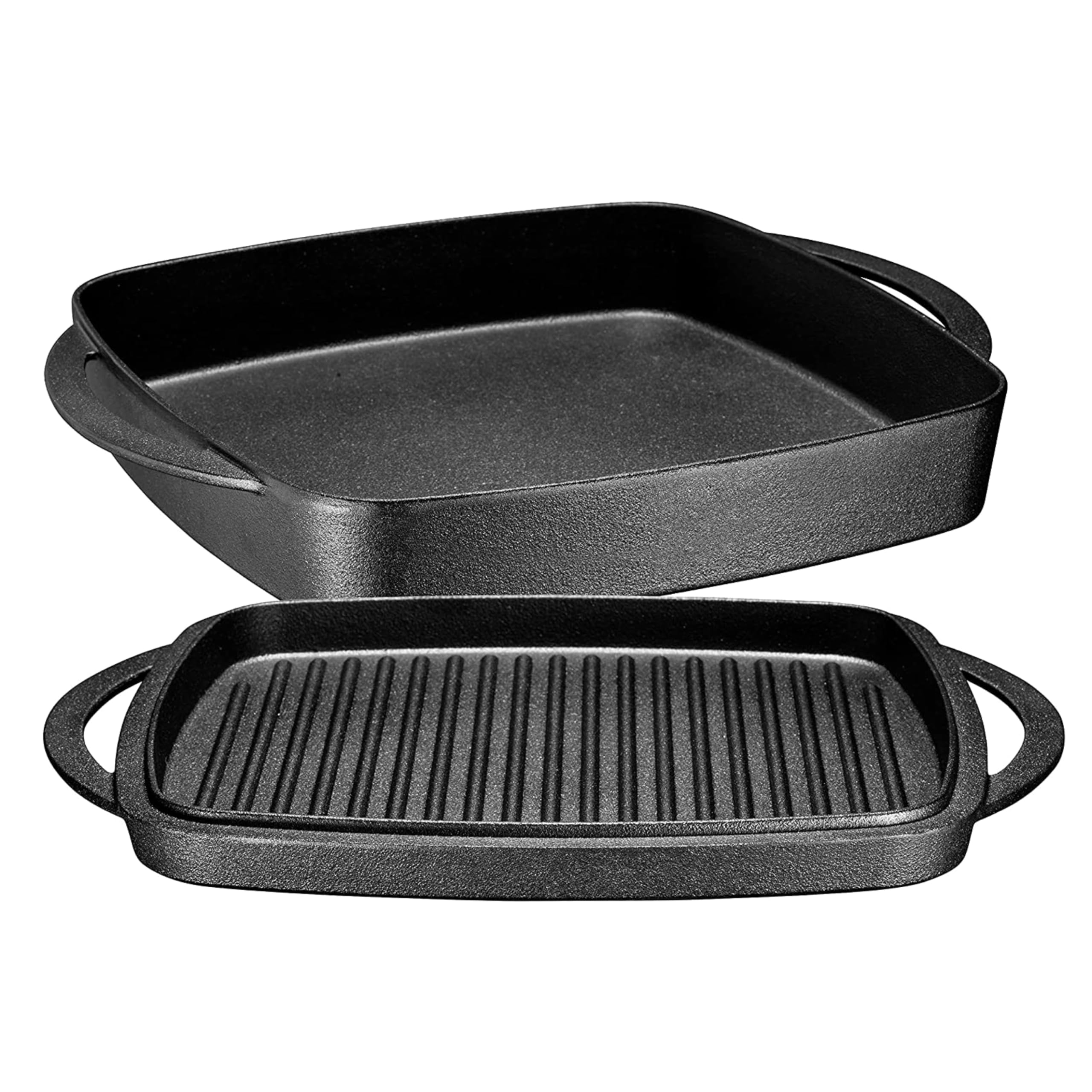 Photo 1 of Bruntmor 2-in-1 Pre-Seasoned Cast Iron Dutch Oven and Grill Pan with Dual Handles - 11-Inch Non Stick Square Casserole Dish with Lid - Cast Iron Cookware for Braising, Crock Pot and Oven Safe Skillet