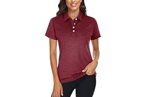 TACVASEN Polo Shirts for Women Short Sleeve Golf Shirts 4-Button Quick Dry Workout Tops Collared for Work Running Tennis
