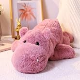 Leahaoe Weighted Stuffed Animals 23.6" 4.5lbs, Soft Pink Hippo Stuffed Animal, Medium Cuddly Weighted Hippo Plush for Comfort