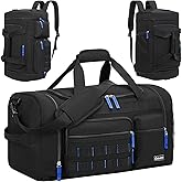Celvetch Gym Bag for Men Women with Shoes Compartment 3-in-1 Sports Travel Duffel Bag Multipurpose Weekender Overnight Backpack with Wet Pocket - Black