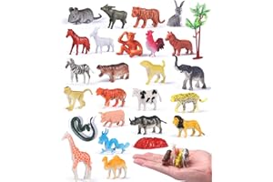 JIABEIBAO TOYS Safari Animals Figures Toys,28 Piece Mini Realistic Jungle Zoo Animal Toys Sets,Animal Learning Educational Toys Playset Cupcake Topper Gifts for Kids and Toddlers