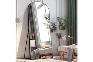 PexFix Arched Full Length Mirror Full Length Floor Mirror Floor Mirror Full Length Arched Wall Mirror Full Body Wall Mirror Sleek Arched-Top Mirror,Black,64"×22"