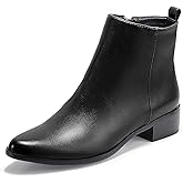 IDIFU Women's Romy Classic Pointed Toe Ankle Boots Side Zipper Low Block Heel Dress Booties
