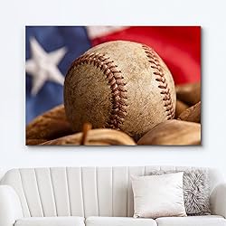 wall26 Canvas Print Wall Art Baseball with Mitt on