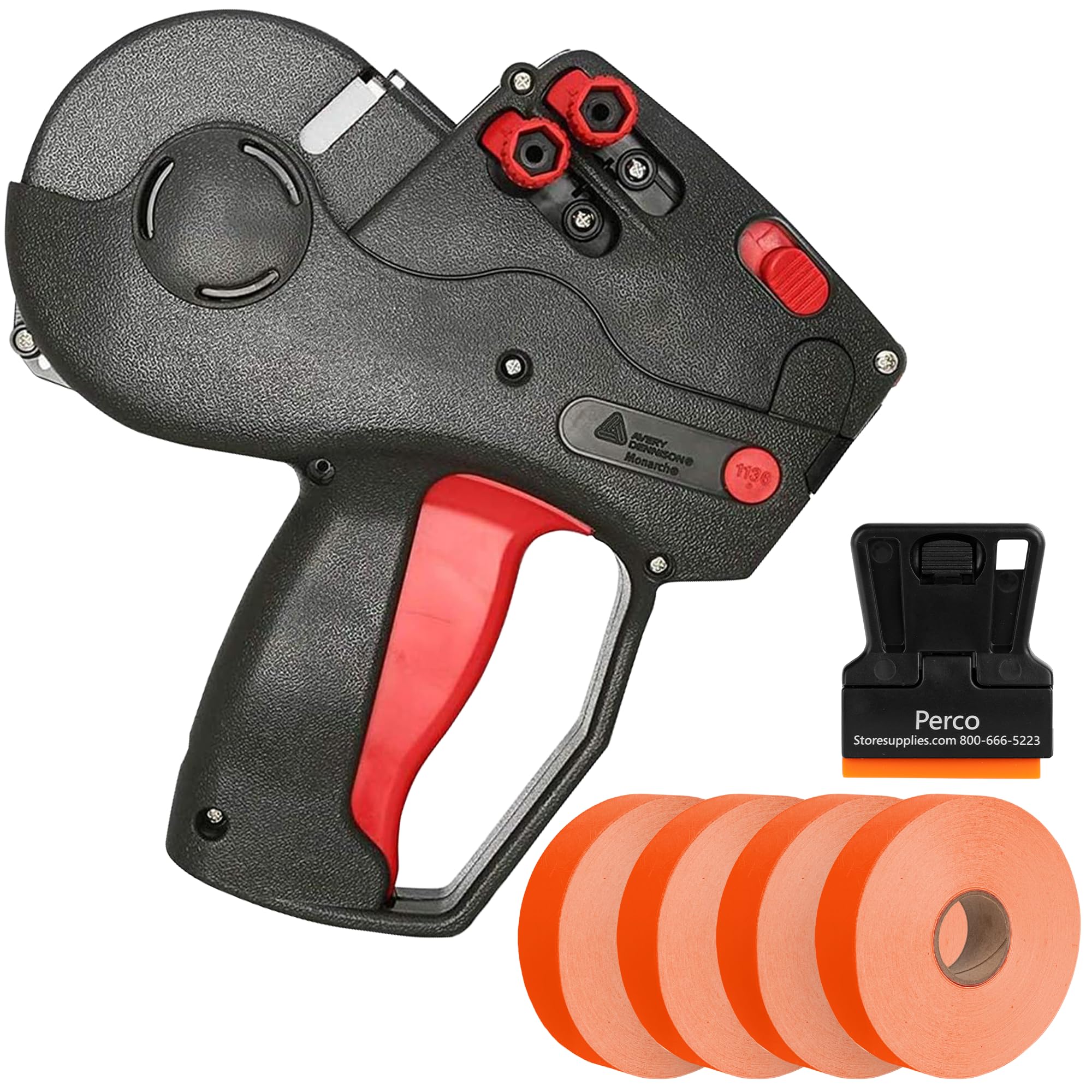 Photo 1 of Perco Monarch 1136 Labeler Starter Kit: Includes Price Gun, 7,000 Fluorescent Red Price Marking Labels and Preloaded Inker