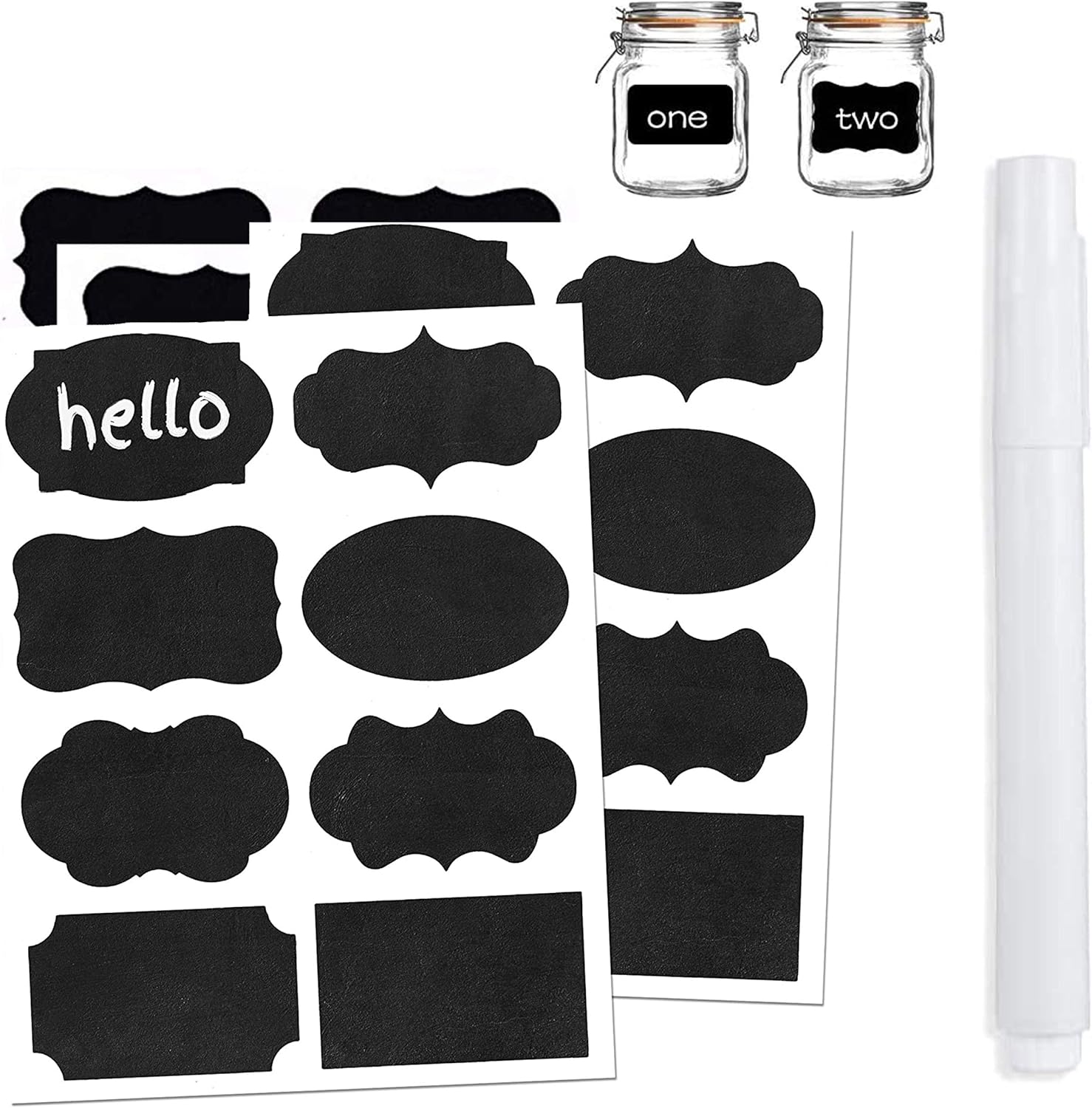 MUQU® Chalkboard Labels, 40Pcs with Chalk Pen Pantry Labels Reusable