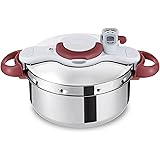 Tefal P4620733 Clipso Minut 'Perfect Pressure Cooker Garb Basket and Timer (6L) Stainless Steel/White/Red