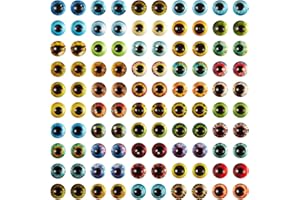 Ornaland 100 Pcs 6mm Glass Eyes Cabochons Mixed Style Flatback Dome Cabochons Cat Eyes Doll Eye Cameo Pendants for Jewelry Ma