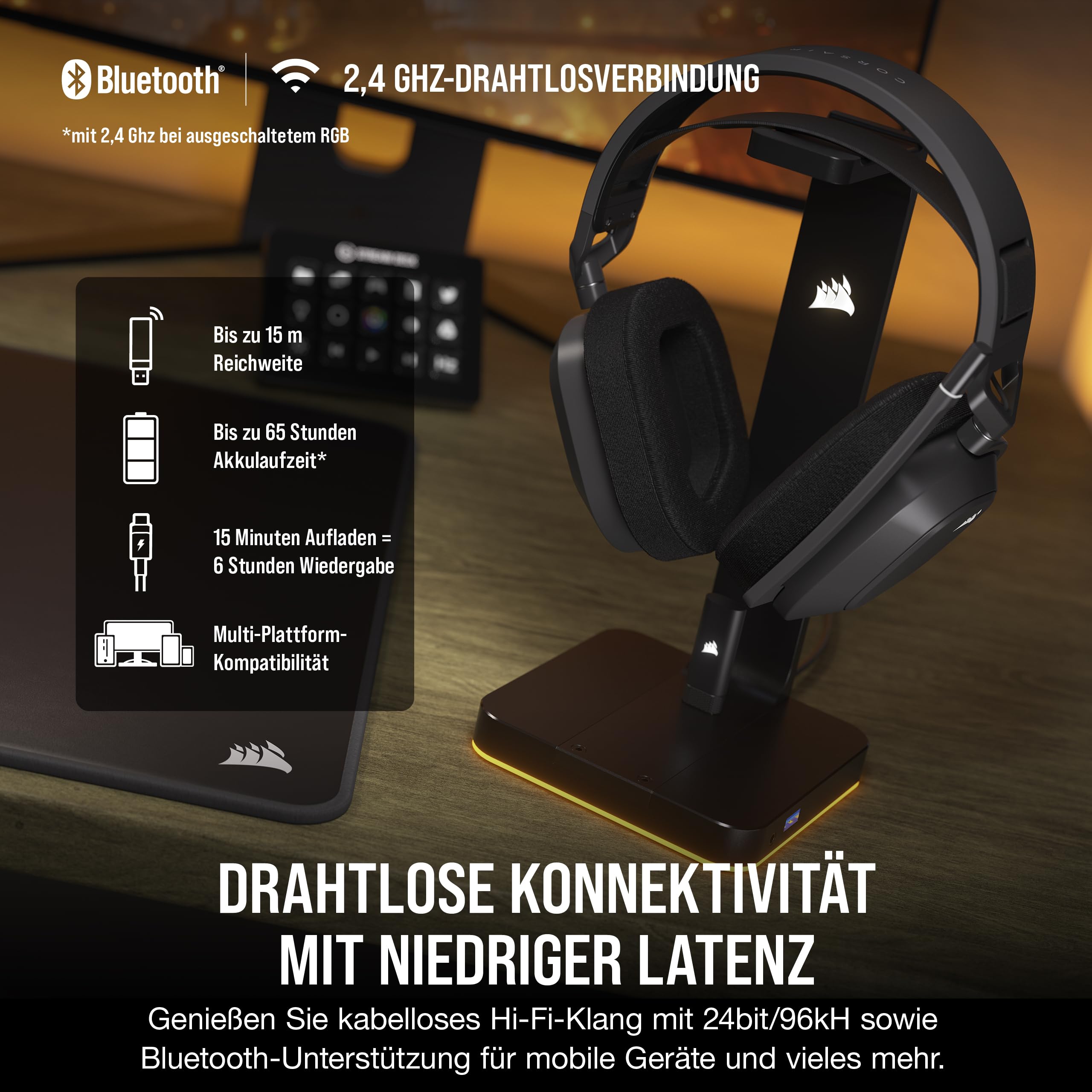 Corsair HS80 MAX Wireless Multiplattform-Gaming-Headset – Stahlgrau 3