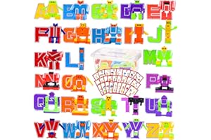 HOPANDOS Alphabet Robots Transforming Toys with 26 Phonics Cards & Storage Box, Toddlers Education Toy, ABC Learning Robots for Kids Ages 3-7 Boys and Girls Birthday Gifts