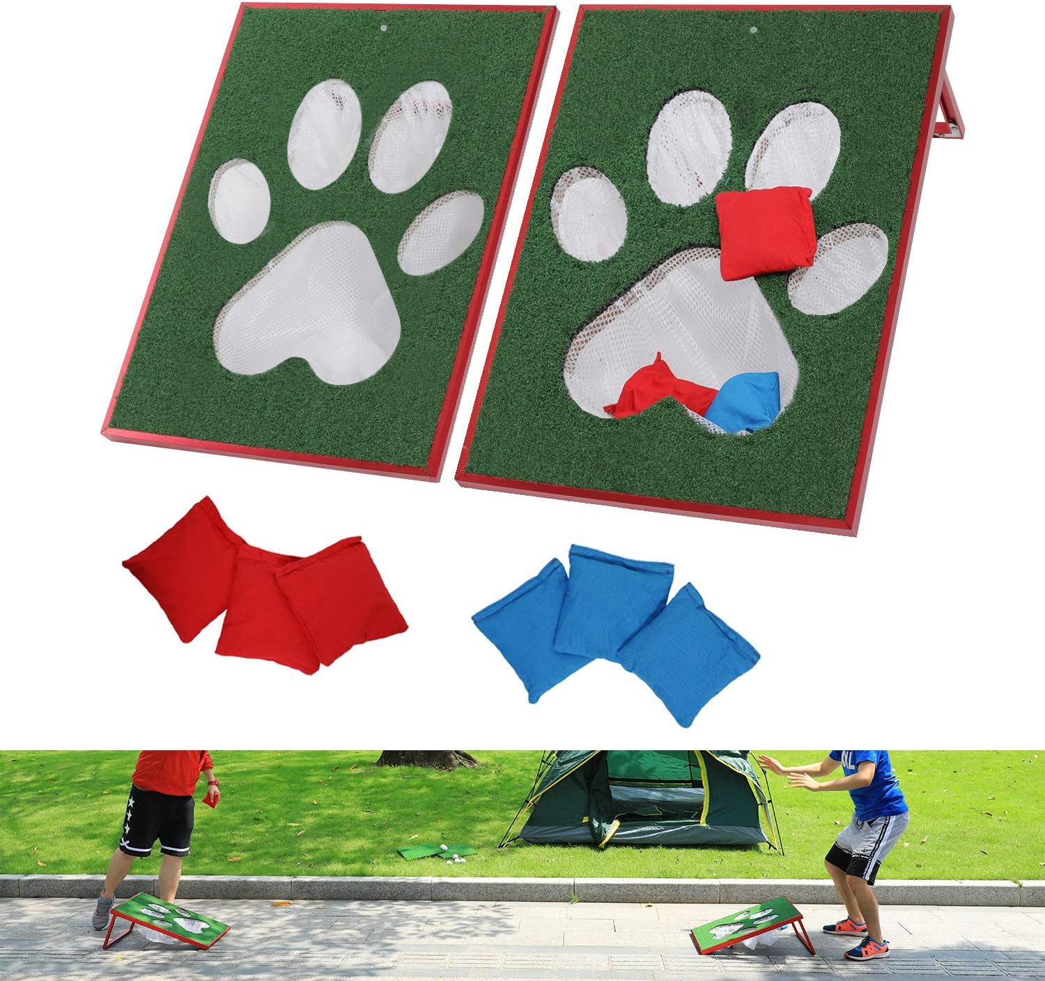 TIANNBU Cornhole Set Bean Bag Toss Game, Cornhole Board Junior 1.5×2ft Cornhole Game Aluminum Alloy Frame with 6 Bean Bags, for Indoor Outdoor Cornhole Bean Bag Toss