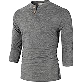 H2H Mens Casual Premium Slim Fit Henley Shirts Lightweight Thin Fabric
