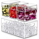 Hudgan Large Taco Bar Serving Set for Party with 3 Separate Containers, Mimosa Bar Accessories with Lids, Chilled Condiment Caddy Organizer for Salad, Fruit, Party Garnish