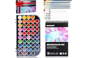 Blablaovy Watercolor Paint, 48 Colors Washable Paint Set, 6 Brush, 6 Refillable Water Brush Pen, Drawing Pad, Palette, Painting sets for Artists Beginners Adult, Water Color Paint Sets for Kids