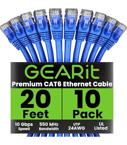 Amazon.com: GEARit Cat 6 Ethernet Cable (20-Pack 10 Feet