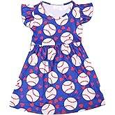 nebljgo Toddler Girls Rugby Short Sleeve Dress Knee Length Dress 2-8Y