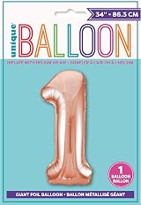 Unique Rose Gold Number 1 Shaped Large Foil Balloon 86cm One Piece view 4