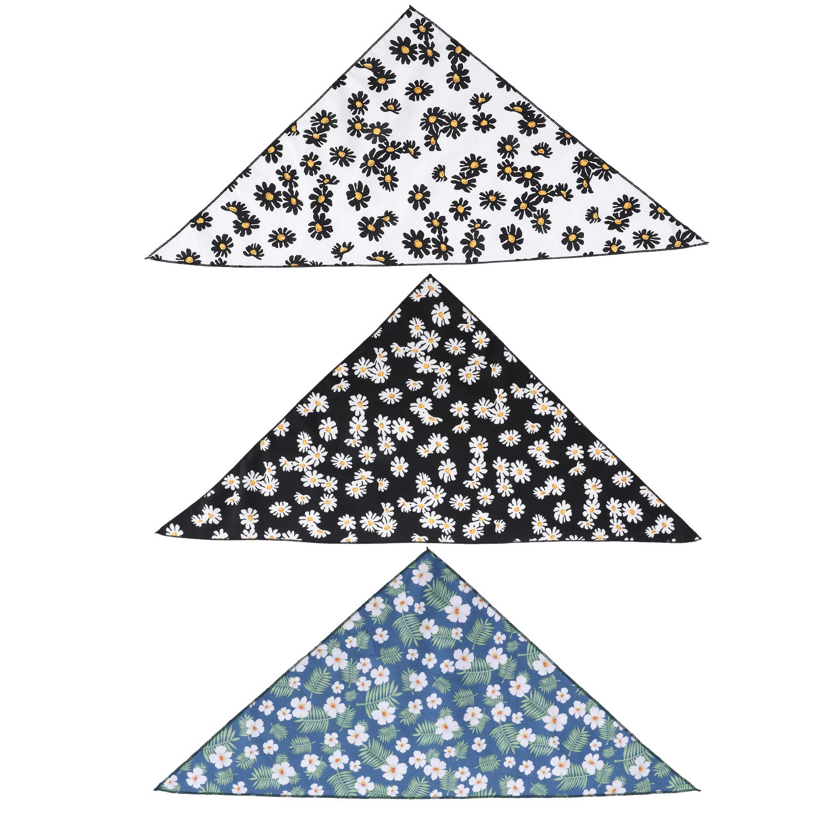 3pcs Pet Dog Triangle Scarf Dog Bandana Puppy Neck Scarf Dog Handkerchiefs Puppy Cat Neck Scarf Neckerchief with Daisy Pattern(S)