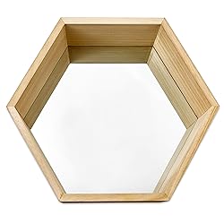 PARNOO Wall Mirror Set of 3 Hexagonal Wood Frame