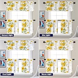 Batmerry Yellow Sunflowers Tier Curtains,Yellow